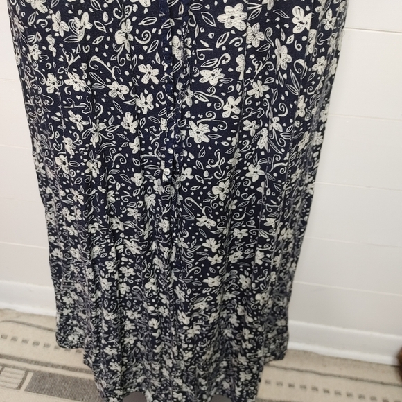 Vintage Style 90's Floral Button Front Lace Up Ties Midi Dress Size 11 - Picture 8 of 12